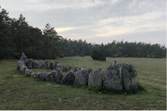 A stone ship grave on Gotland.